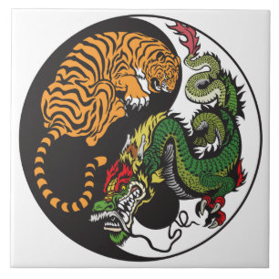 Carreau symbole du dragon et du tigre yin yang