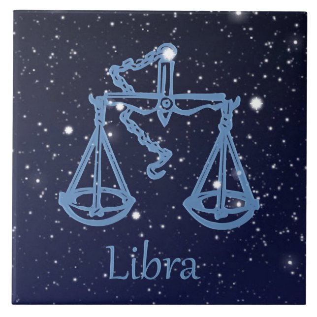 Carreau Symbole Libra Constellation et Zodiac avec étoiles (Devant)