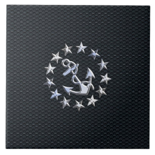 Carreau Symbole nautique de chrome de drapeau de yacht sur