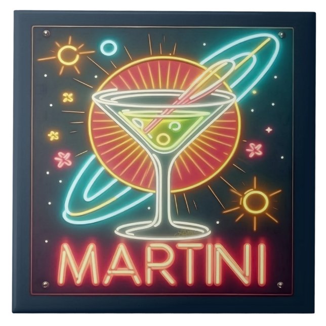 Carreau SYMBOLE NEON MARtini DU MILIEU DU SIÈCLE (Devant)
