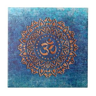 Carreau Symbole Ohm couleur cuivre Mandala sur arrière - p