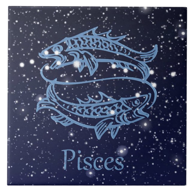 Carreau Symbole Poissons Constellation et Zodiaque avec ét (Devant)