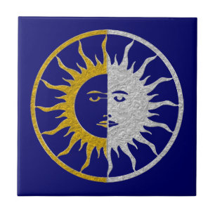 Carreau Symbole SUN & MOON - or argent