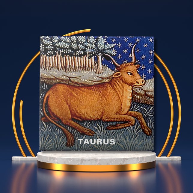 Carreau Symbole Taurus Zodiac Bull fête d'anniversaire (Taurus the Bull Zodiac Sign Birthday Party Ceramic Tile Cover)