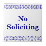 Carreau Symbole victorien sans appel<br><div class="desc">Panneau Victorien No Soliciting - Bleu sur blanc avec bordure d'imprimante</div>