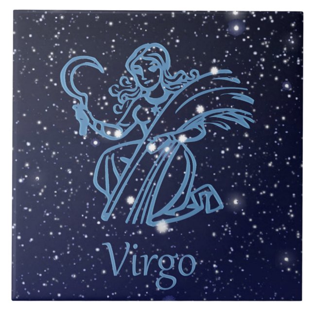 Carreau Symbole Virgo Constellation et Zodiac avec étoiles (Devant)