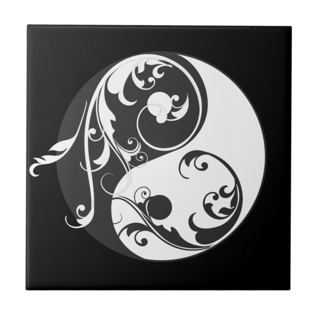 Carreau Symbole Yin Yang (noir) (Devant)