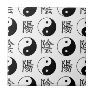Carreau SYMBOLE YINyang Blanc Motif chinois