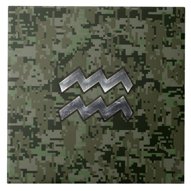 Carreau SYMBOLE Zodiaque Aquarius Camouflage numérique ver (Devant)
