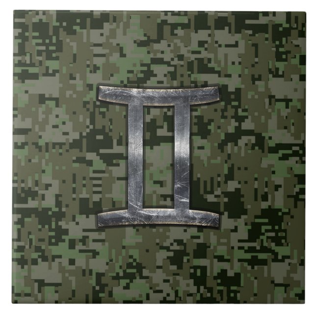 Carreau SYMBOLE Zodiaque Gemini sur Camouflage numérique v (Devant)