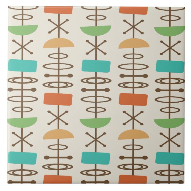 Carreau Symboles de l'âge atomique multicolore (Devant)