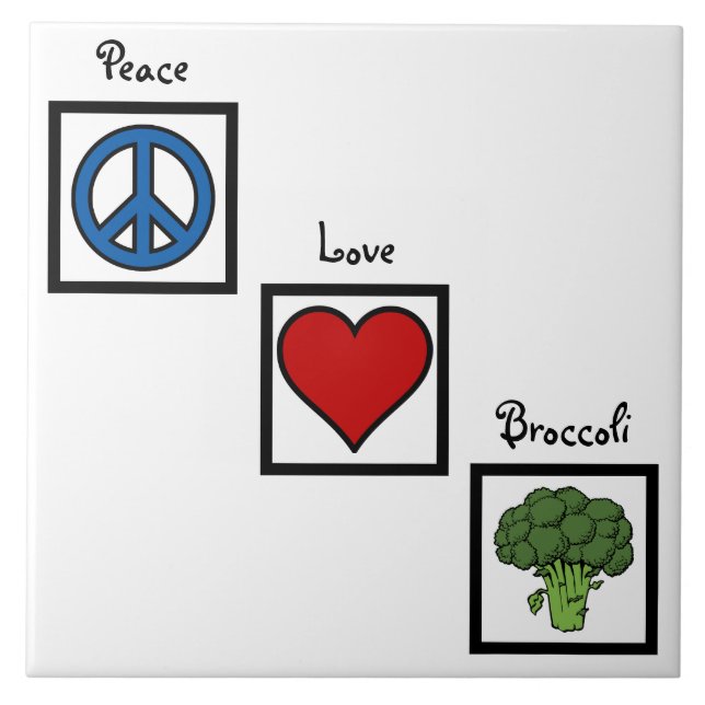 Carreau Symboles Peace Love et Broccoli (Devant)
