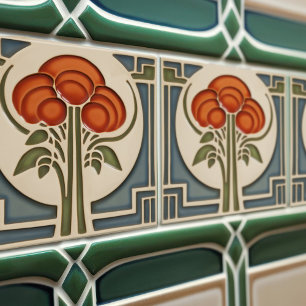 Carreau Symétrie florale du mouvement Arts & Crafts du mil