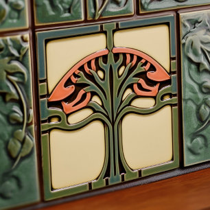Carreau Symétrie florale du mouvement Arts & Crafts du mil