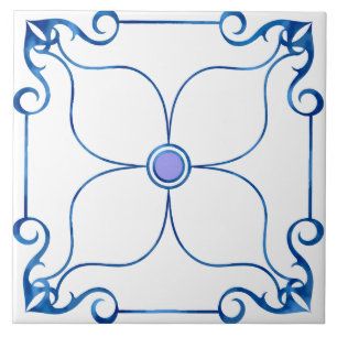 Carreau Symétrie florale Méditerranée (Lilac)
