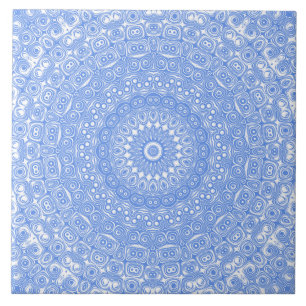 Carreau Symétrie Mandala Bleu Centaurée