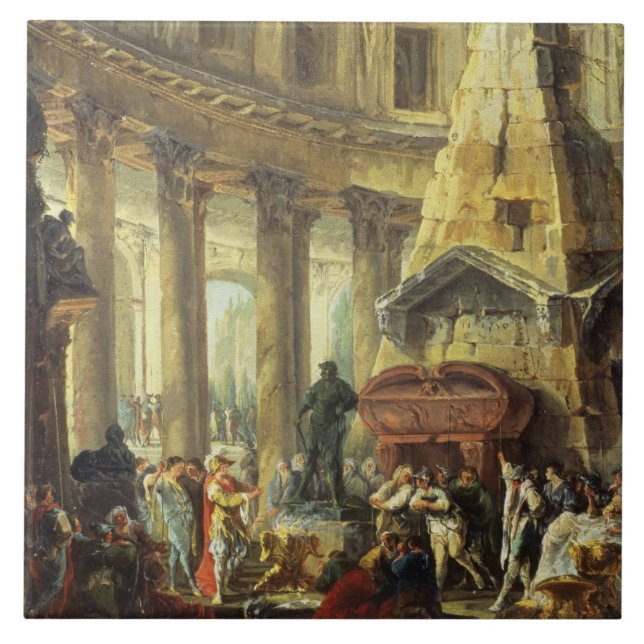 Carreau T28516 Alexandre le grand visitant la tombe du (Devant)