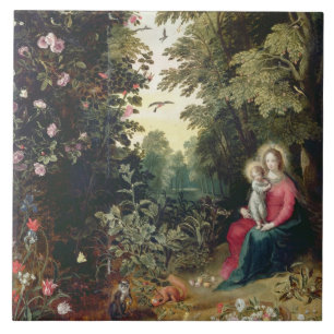 Carreau T32789 Madonna et l'enfant dans un paysage