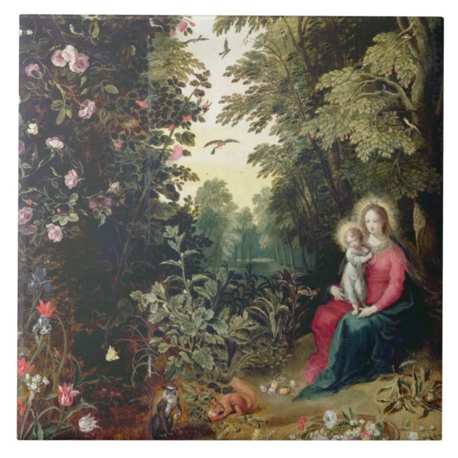 Carreau T32789 Madonna et l'enfant dans un paysage (Devant)
