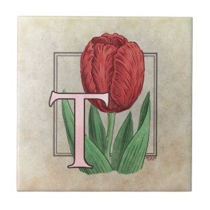 Carreau T pour Tulip Flower Floral Monogram Art