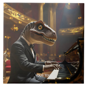 Carreau T-rex mignon de fantaisie jouant du piano