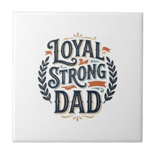 Carreau T-shirt avec gravure vintage Papa loyal et fort De