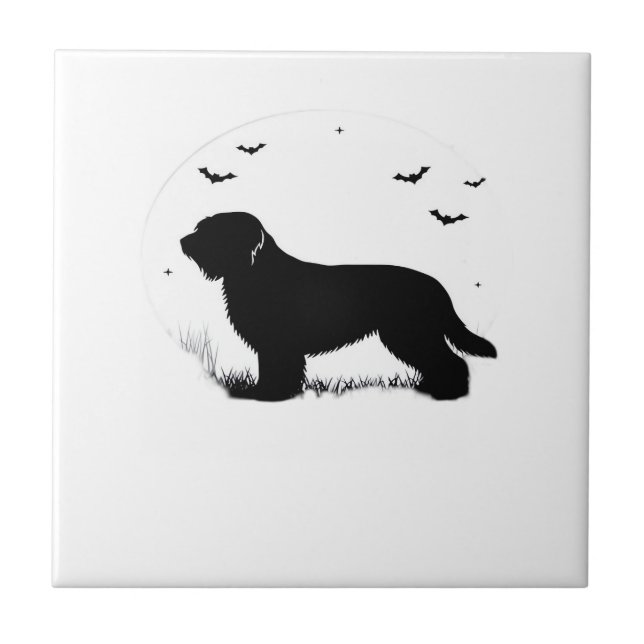 Carreau T-shirt Briard géant silhouette de la lune d'Hallo (Devant)