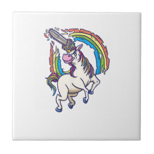 Carreau T-Shirt cadeau amusant Licorne à tronçonneuses vie