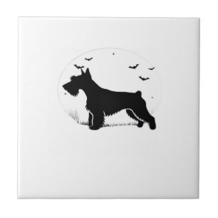 Carreau T-shirt classique silhouette de lune d'Halloween d