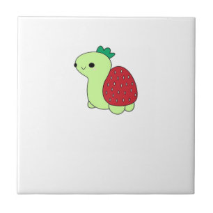 Carreau T-shirt classique tortue fraise verte mignonne et