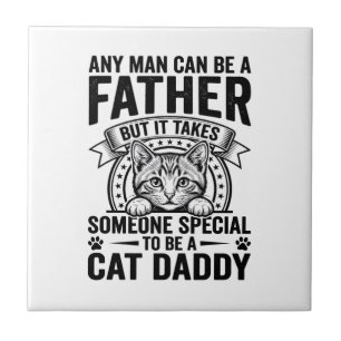 Carreau T-Shirt D avec citation de Papa Chat gravure vinta