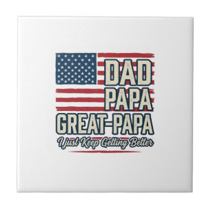 Carreau T-shirt de famille vintage patriotique Papa Grand-