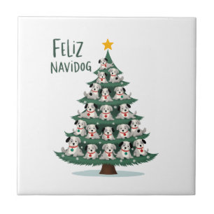 Carreau T-shirt de Noël Feliz Navidog, drôle et mignon Xm