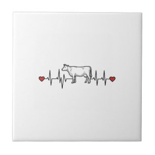 Carreau T-shirt de style de gravure battement de coeur de 