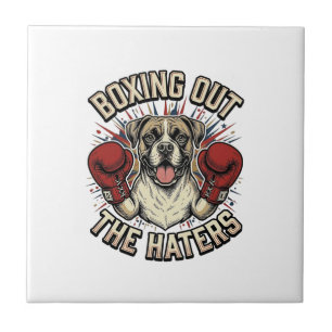 Carreau T-Shirt Drôle Boxer Chien Boxant les Jaloux Desi