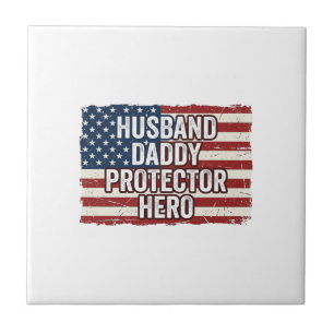 Carreau T-shirt du mari patriote papa protecteur héros dra