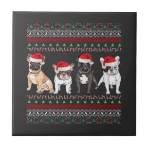 Carreau T-shirt essentiel de Noël laid pour bouledogue fra