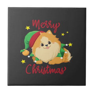 Carreau T-shirt essentiel Noël Pomeranian Joyeux Noël