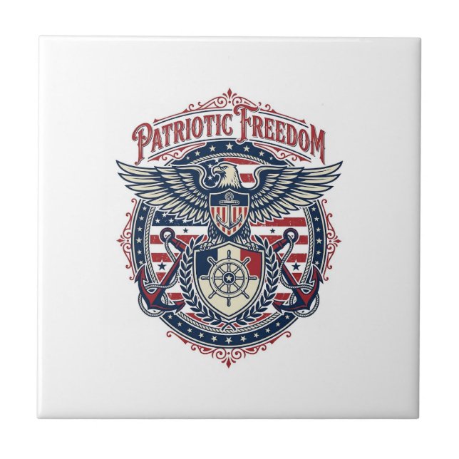 Carreau T-shirt graphique vectoriel préppy côtier patrioti (Devant)