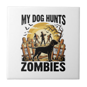 Carreau T-shirt Halloween vintage de chien de chasse aux z