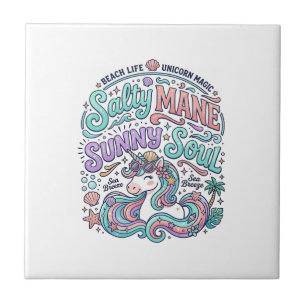 Carreau T-Shirt Licorne Crinière Salée Âme Ensoleillée Sty
