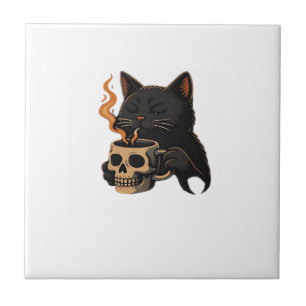 Carreau T-Shirt Oversized Dark Cat Coffee With Skull Mug