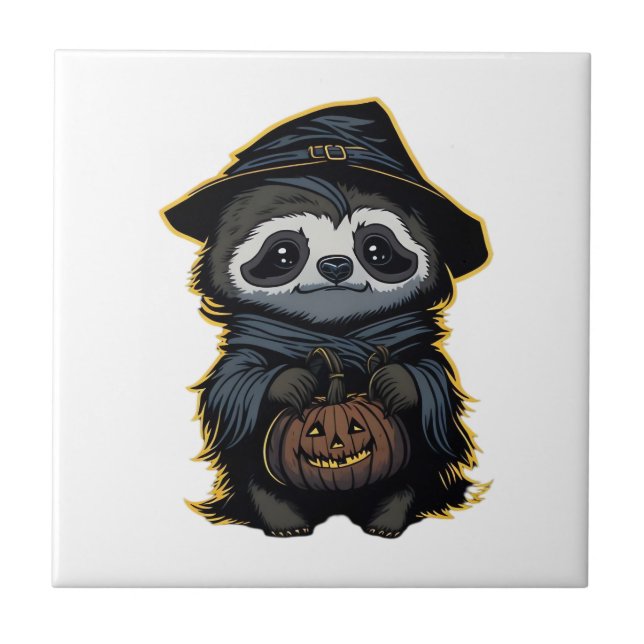 Carreau T-Shirt Oversized paresseux Halloween (Devant)