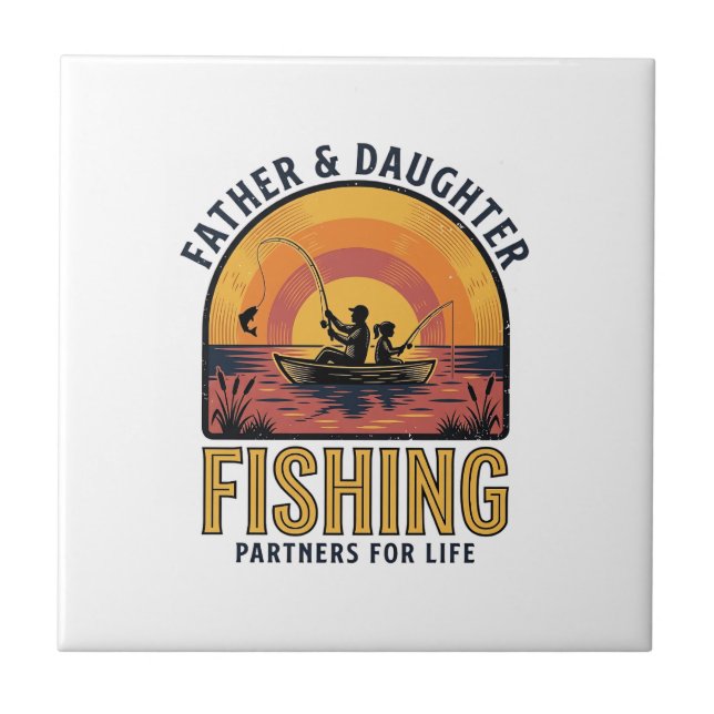 Carreau T-shirt pour père et fille, partenaires de pêche p (Devant)