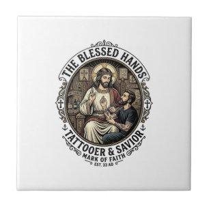 Carreau T-Shirt Studio de Tatouage d'Artiste Jésus Inspira
