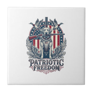 Carreau T-Shirt Vectoriel Chien Chasseur de Canard Patriot