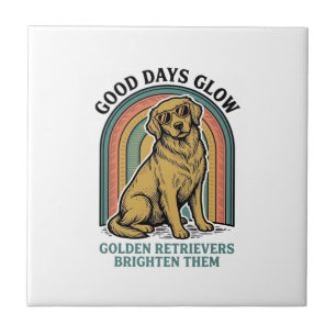 Carreau T-shirt vintage Golden Retriever Gravure Rétro Chi