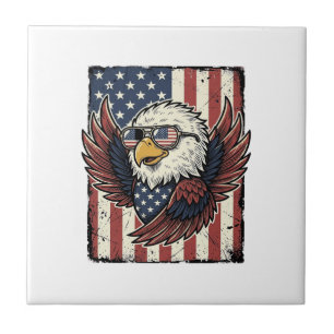 Carreau T-shirt vintage lunettes de soleil aigle patriotiq