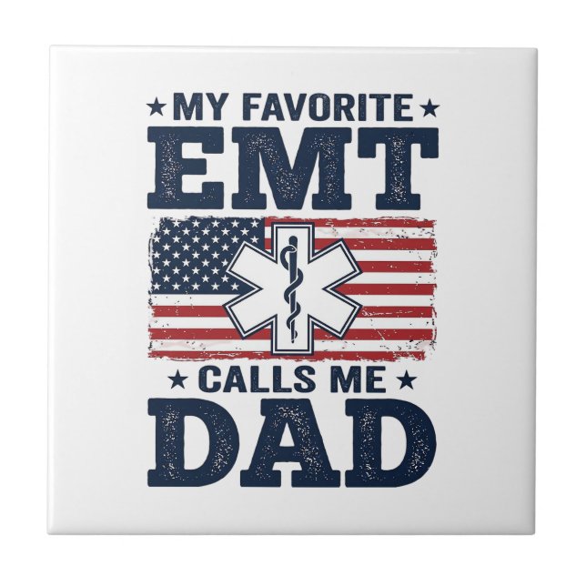 Carreau T-shirt vintage patriotique Mon EMT préféré m'appe (Devant)