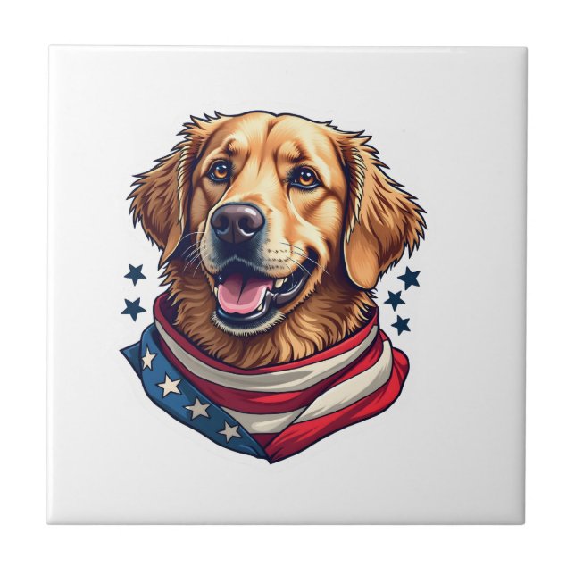 Carreau T-shirt vintage retriever doré Star Spangled (Devant)